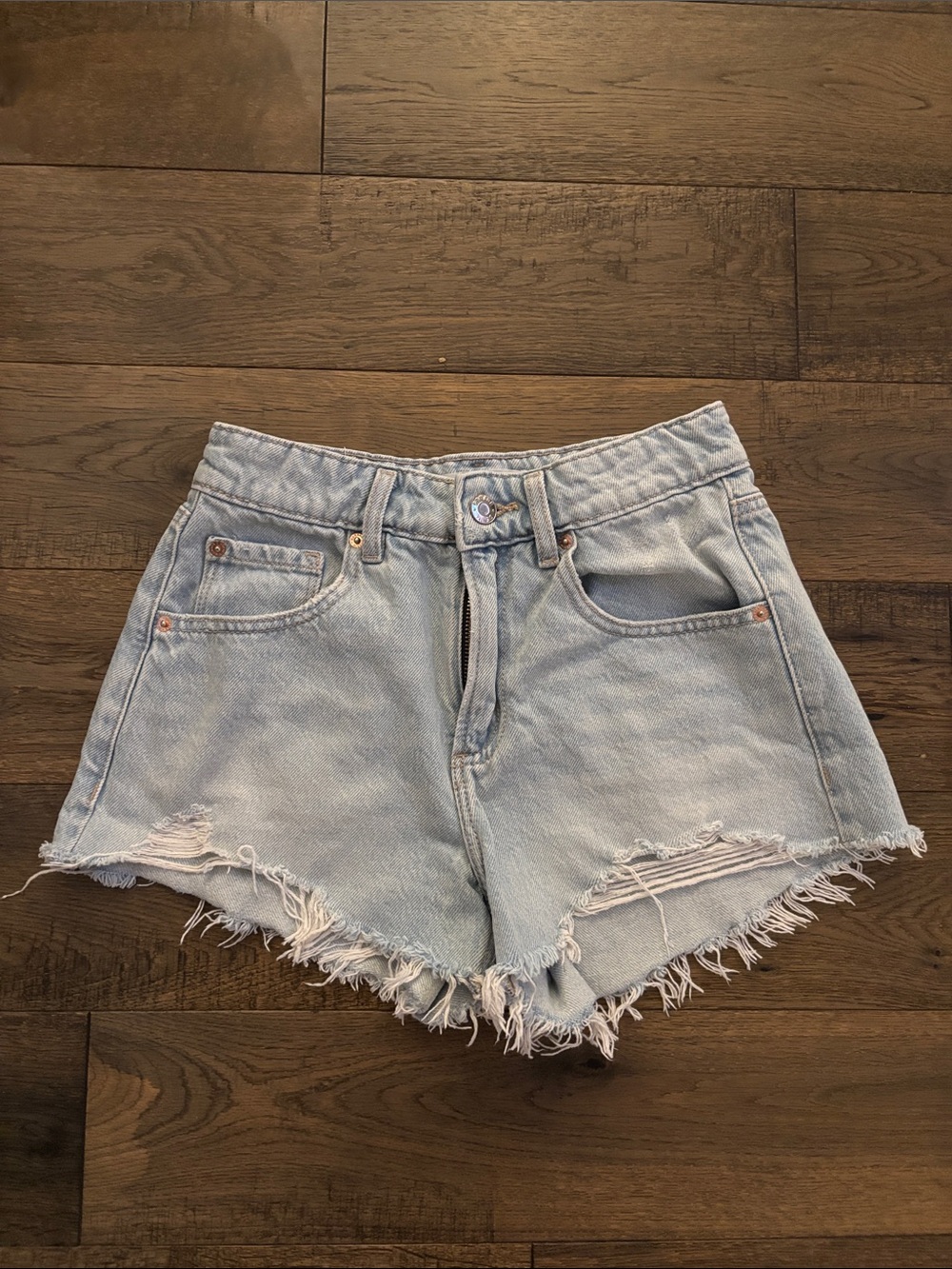 Garage Light Blue Distressed Denim Jean Shorts